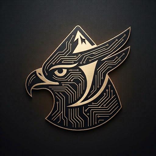Logotipo Moriyyah — cabeça de falcão estilizada com trilhas de circuito